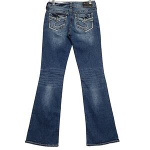 Silver Jeans Womens Suki Mid Slim Boot Bootcut Denim 28/33 Flap Pocket Fluid